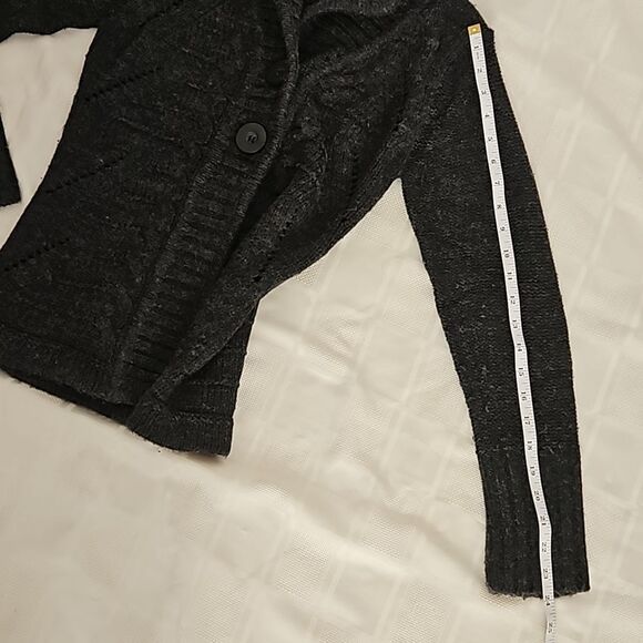 Suzy Shier Button-Down Long Sleeves Knitted Cardigan Sweater Gray Small - Picture 11 of 16